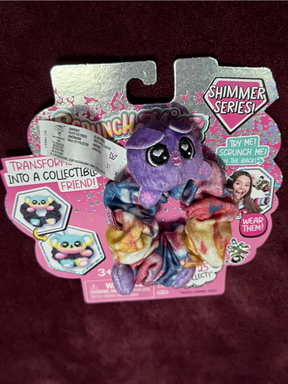 ScrunchMiez Shimmer Series Plush Scrunchie - Purple Hair Accessory